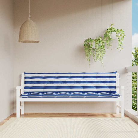 Vidaxx Gartenbankauflagen 2 Stück gestreift 200x50x7 cm Stoff weiß und blau
