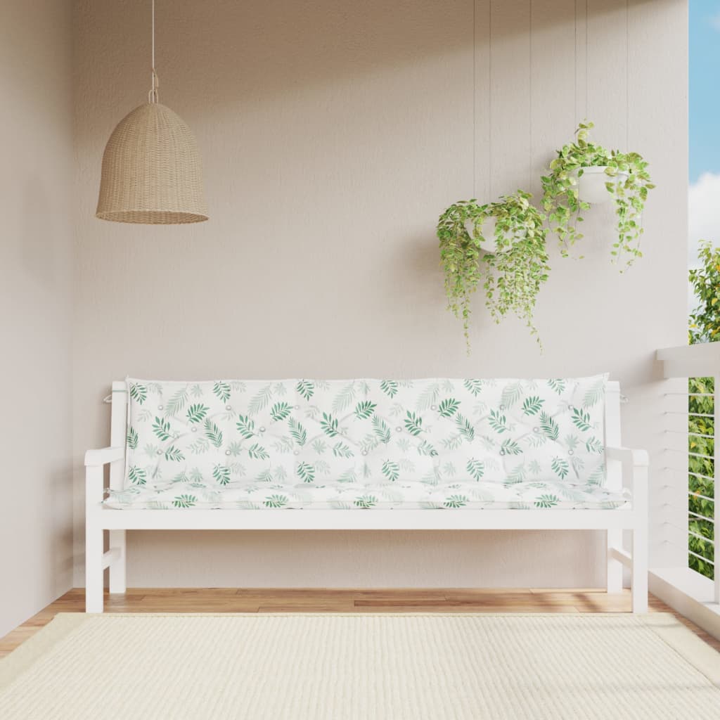 VidaXL Gartenbankkissen 2 Stück Blattmuster 200x50x7 cm Stoff