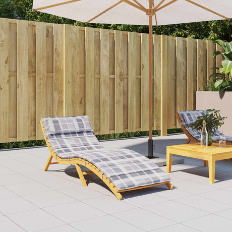 Vidaxl zon loungerkussen geruit grijs 178 x 60 x 4 cm oxford stof