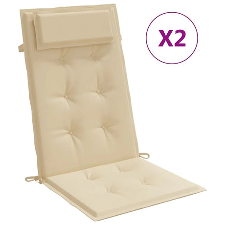 VidaXL Stuhlkissen 2 Stück Oxford-Stoff mit hoher Rückenlehne Beige