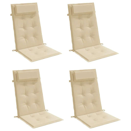 VidaXL Stuhlkissen 4 Stück Oxford-Stoff mit hoher Rückenlehne Beige