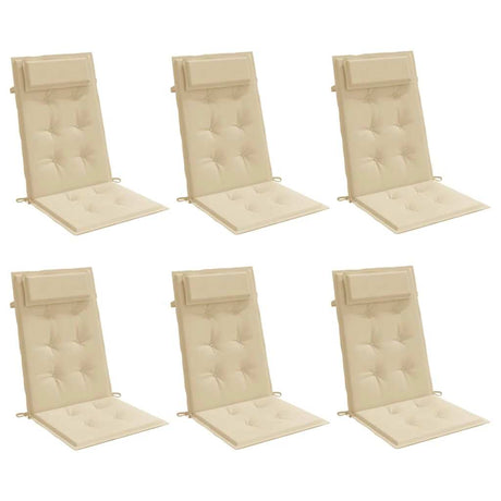 VidaXL Stuhlkissen 6 Stück Oxford-Stoff mit hoher Rückenlehne Beige