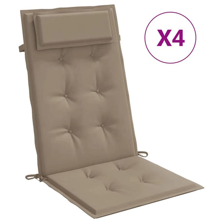 VidaXL Stuhlkissen 4 Stück, hohe Rückenlehne, Oxford-Stoff, Taupe