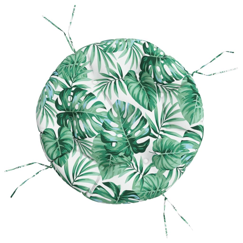 VidaXL Seat cushion round leaf pattern Ø 60x11 cm oxford fabric