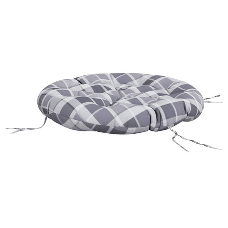 Vidaxl zitkussen rond ruitpatroon ø 100x11 cm oxford stof grijs