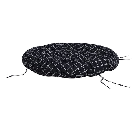 Vidaxl zitkussen rond ruitpatroon ø 100x11 cm oxford stof zwart