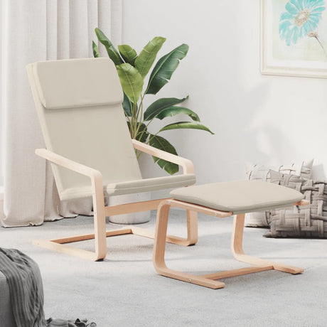 Vidaxl relaxstoel met voetenbank stof crèmekleurig