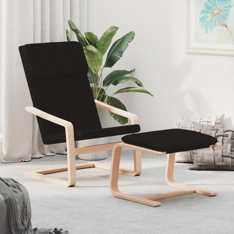 Vidaxl relaxstoel met voetenbank stof zwart