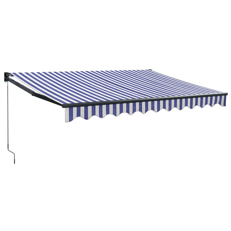 Vidaxl luifel uittrekbaar 3,5x2,5 m stof en aluminium blauw en wit