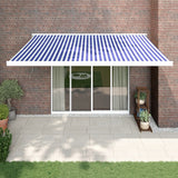 VidaXL Ausziehbare Markise 4,5x3 m Stoff und Aluminium Blau und Weiß
