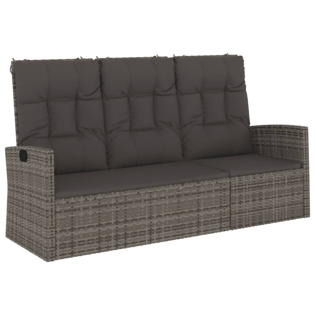 Vidaxl tuinbank verstelbaar met kussens 173 cm poly rattan grijs