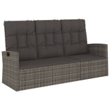 Vidaxl tuinbank verstelbaar met kussens 173 cm poly rattan grijs