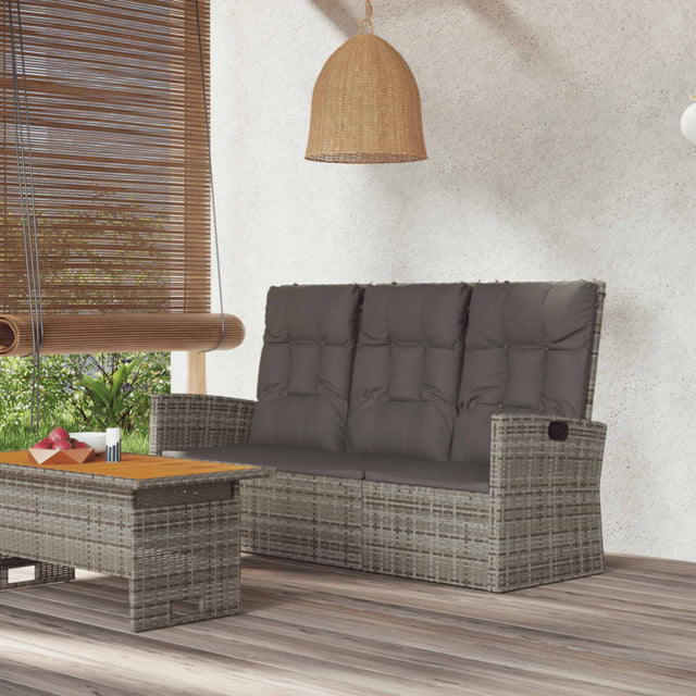 Vidaxl tuinbank verstelbaar met kussens 173 cm poly rattan grijs