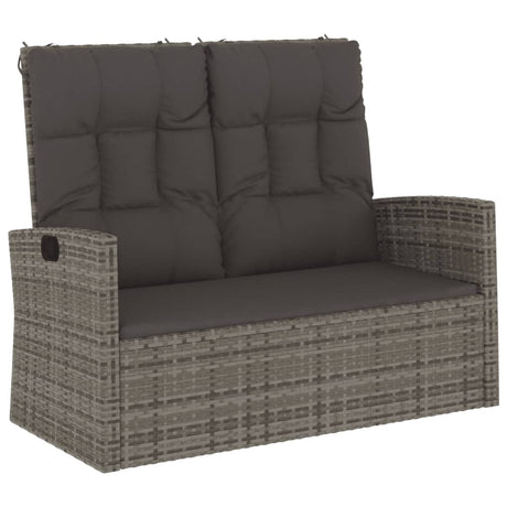 Vidaxl tuinbank verstelbaar met kussens 118 cm poly rattan grijs