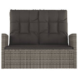 Vidaxl tuinbank verstelbaar met kussens 118 cm poly rattan grijs