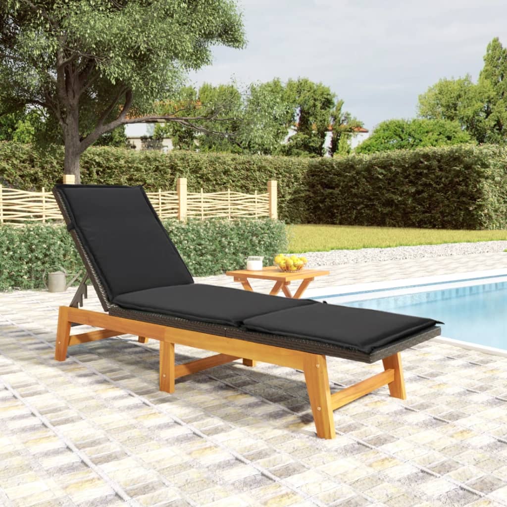 Vidaxl ligbed met tafeltje poly rattan en massief acaciahout
