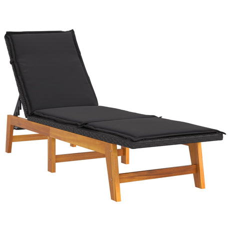 Vidaxl ligbedden 2 st met kussens poly rattan en massief acaciahout