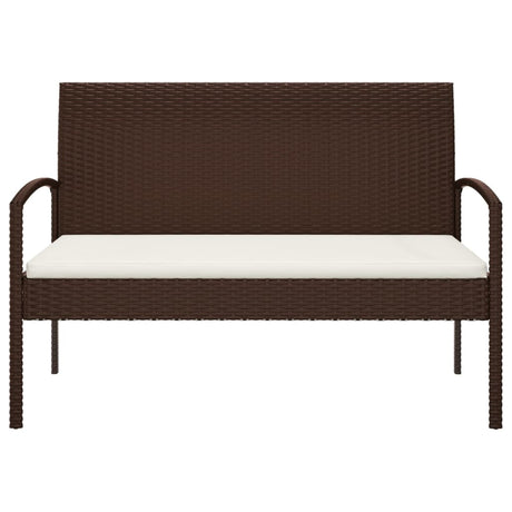 Vidaxl tuinbank met kussen 105 cm poly rattan bruin
