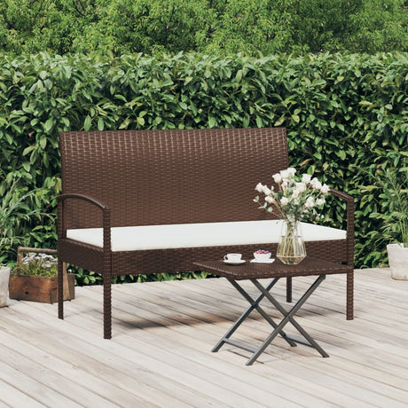 Vidaxl tuinbank met kussen 105 cm poly rattan bruin