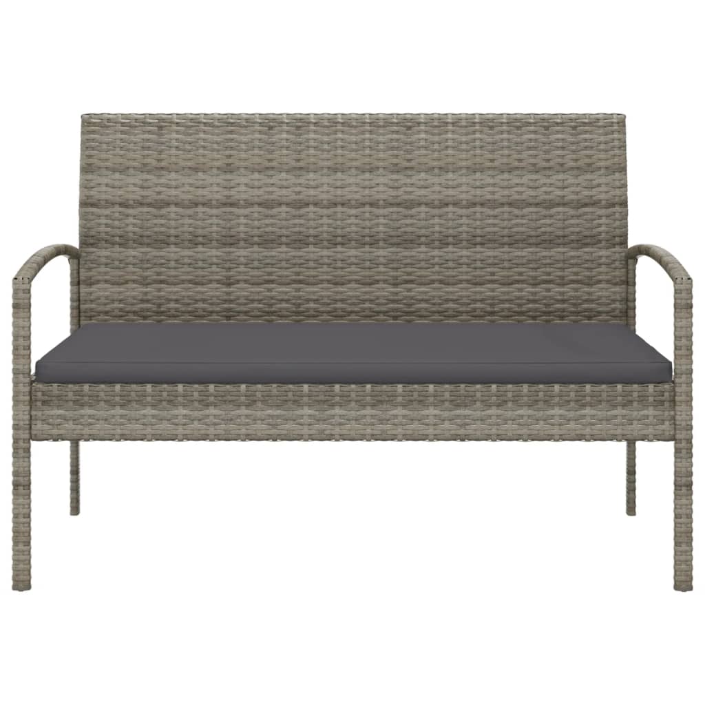 Vidaxl tuinbank met kussen 105 cm poly rattan grijs