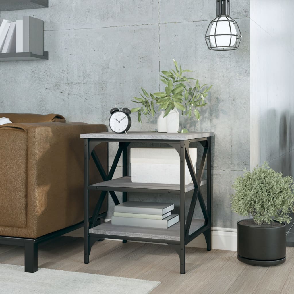 Vidaxl bijzettafel 40x42x50 cm bewerkt hout grijs sonoma eikenkleurig