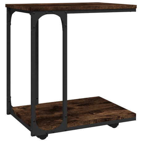 Vidaxl bijzettafel met wieltjes 50x35x55,5 cm hout gerookt eikenkleur