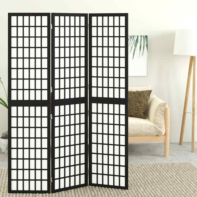 Vidaxl kamerscherm inklapbaar 3 panelen japanse stijl 120x170 cm zwart
