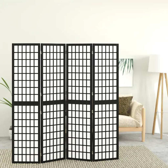Vidaxl kamerscherm inklapbaar 4 panelen japanse stijl 160x170 cm zwart