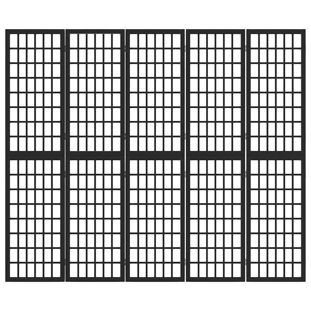 Vidaxl kamerscherm inklapbaar 5 panelen japanse stijl 200x170 cm zwart