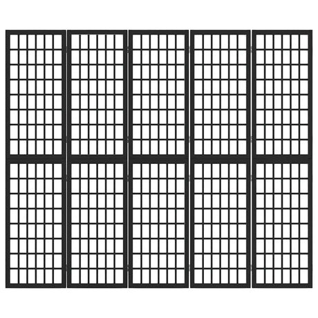 Vidaxl kamerscherm inklapbaar 5 panelen japanse stijl 200x170 cm zwart