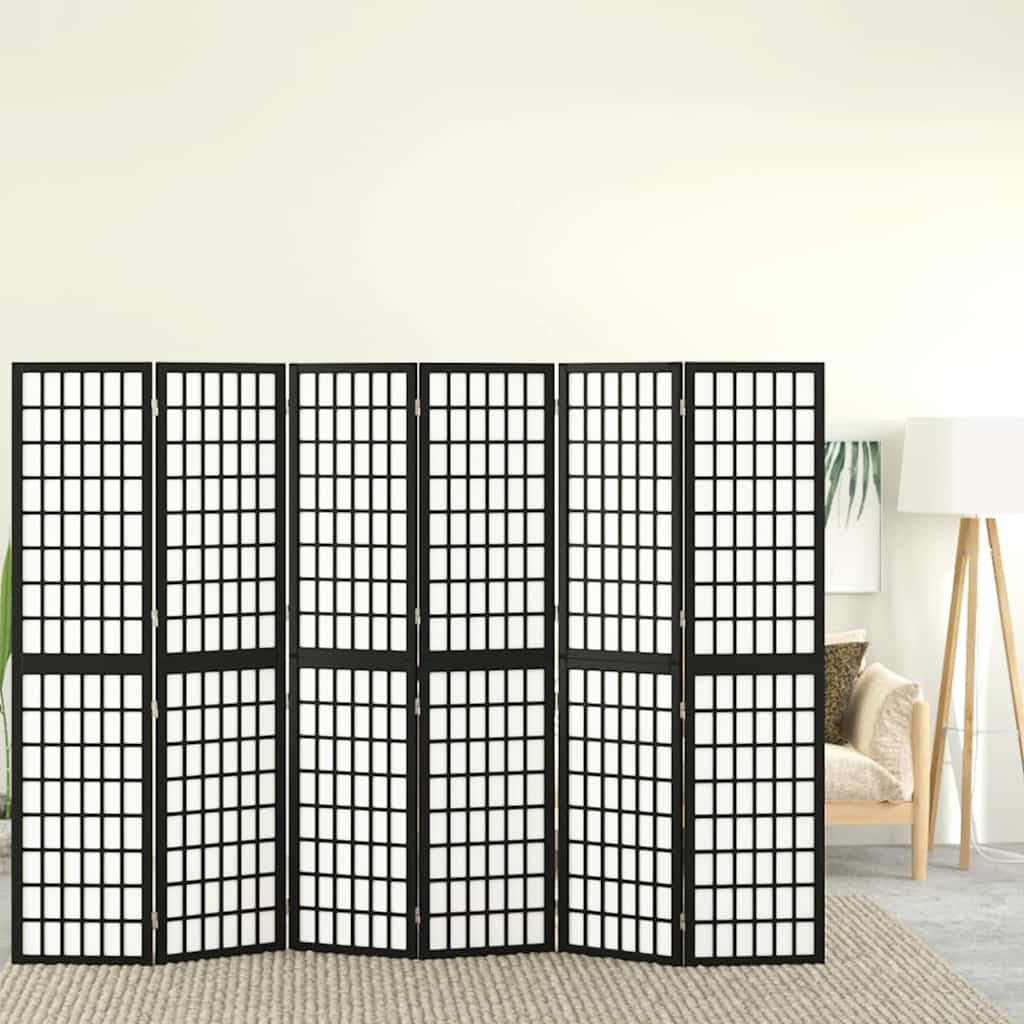 Vidaxl kamerscherm inklapbaar 6 panelen japanse stijl 240x170 cm zwart