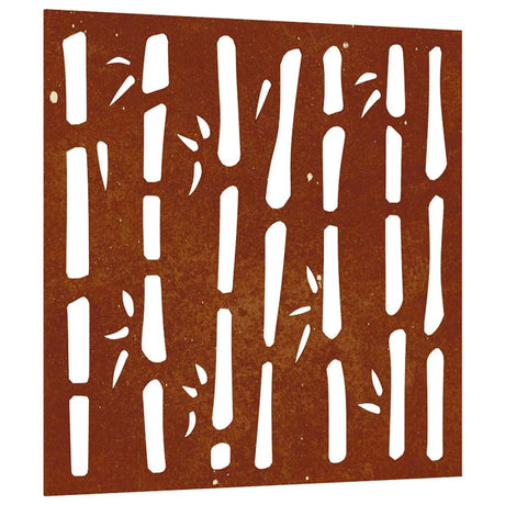 Vidaxxl Wanddekoration Garten Bambus Design 55x55 cm Cortenstahl