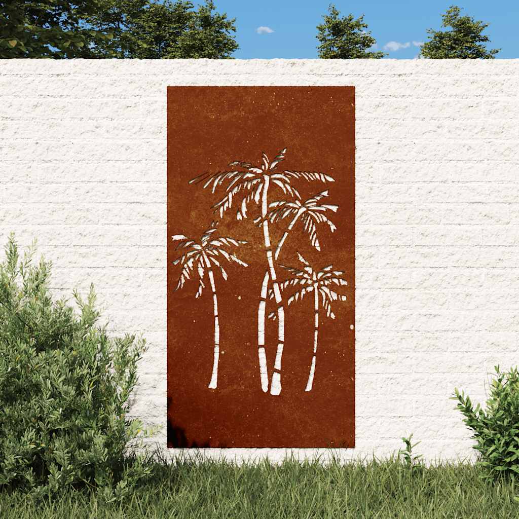 VidaXL Wanddekoration Garten Palme Design 105x55 cm Cortenstahl