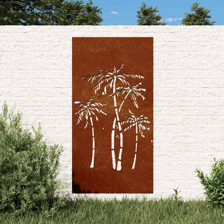 VidaXL Wanddekoration Garten Palme Design 105x55 cm Cortenstahl