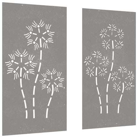 Vidaxxl Wanddekoration Garten 2 Stück Blumenmuster 105x55 cm Cortenstahl