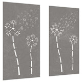 VidaXL Wanddekoration Garten 2 Stück Blumenmuster 105x55 cm Cortenstahl