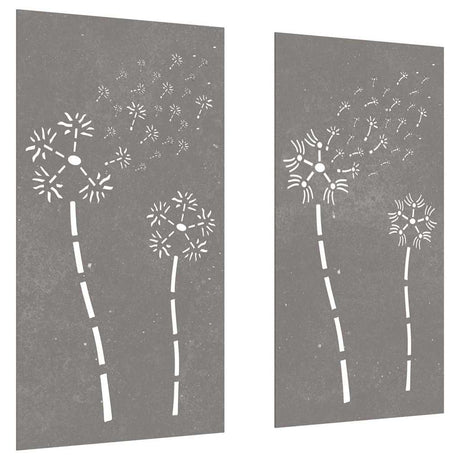VidaXL Wanddekoration Garten 2 Stück Blumenmuster 105x55 cm Cortenstahl