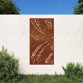 Vidaxxl Wanddekoration Gartenblattdesign 105x55 cm Cortenstahl