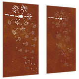 VidaXL Wanddekoration Garten 2 Stück Blumenmuster 105x55 cm Cortenstahl