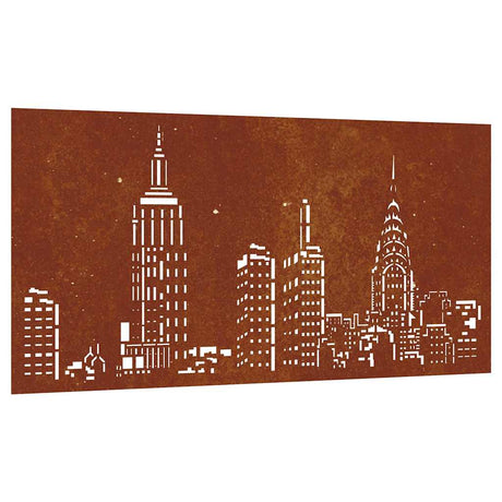 Vidaxxl Wanddekoration Garten Skyline Design 105x55 cm Cortenstahl