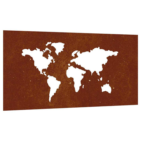 Vidaxxl Wanddekoration Garten Weltkarte Design 105x55 cm Cortenstahl
