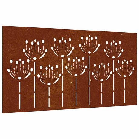 VidaXL Wanddekoration Gartenblumendesign 105x55 cm Cortenstahl