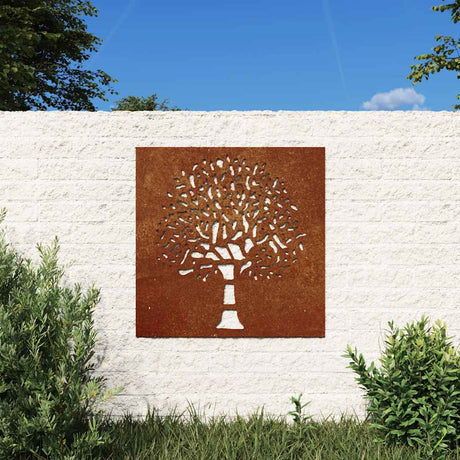 VidaXL Wanddekoration Gartenbaum Design 55x55 cm Cortenstahl