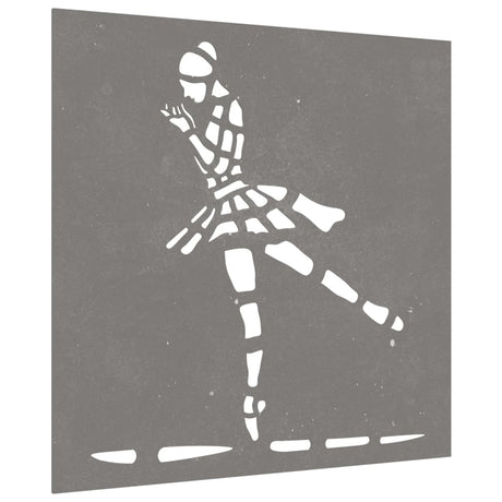 VidaXL Wanddekoration Garten Balletttänzerin Design 55x55 cm Cortenstahl