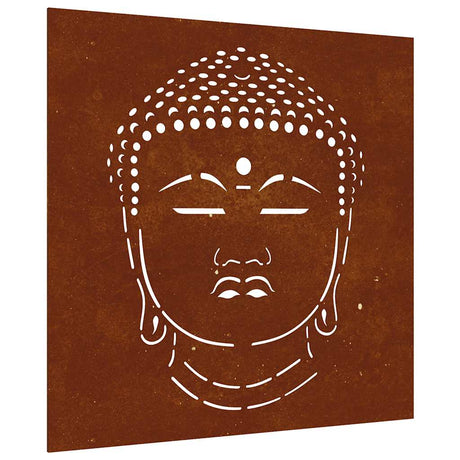 Vidaxxl Wanddekoration Garten Buddha Kopf Design 55x55 cm Cortenstahl