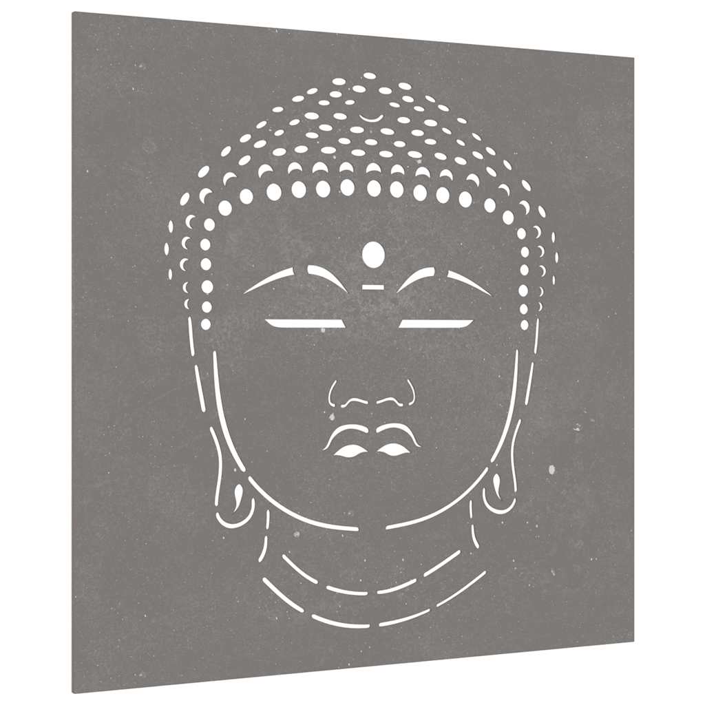 Vidaxxl Wanddekoration Garten Buddha Kopf Design 55x55 cm Cortenstahl