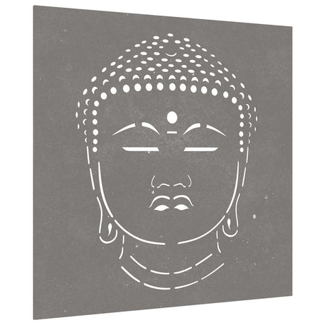 Vidaxxl Wanddekoration Garten Buddha Kopf Design 55x55 cm Cortenstahl