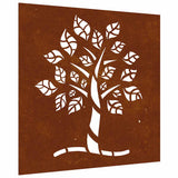 VidaXL Wanddekoration Gartenbaum Design 55x55 cm Cortenstahl