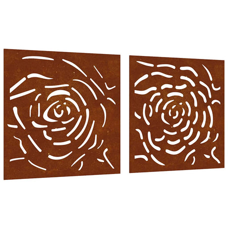 Vidaxxl Wanddekoration Garten 2 Stk. Rosendesign 55x55 cm Cortenstahl