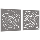 Vidaxxl Wanddekoration Garten 2 Stk. Rosendesign 55x55 cm Cortenstahl
